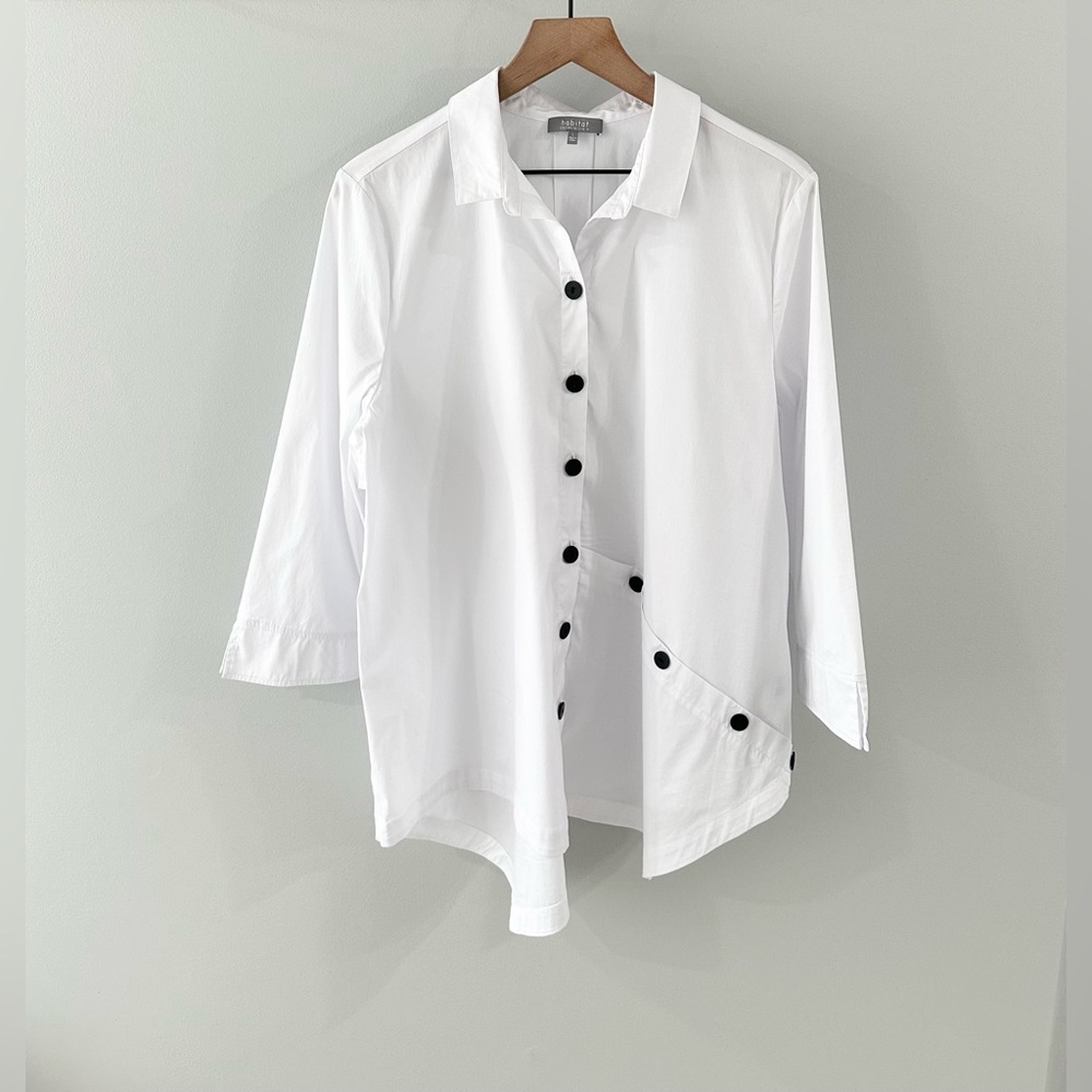 Habitat Asymmetric Hem Button Front Tunic White S… - image 2